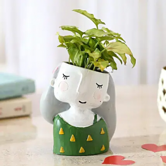 Green Top Girl Vase